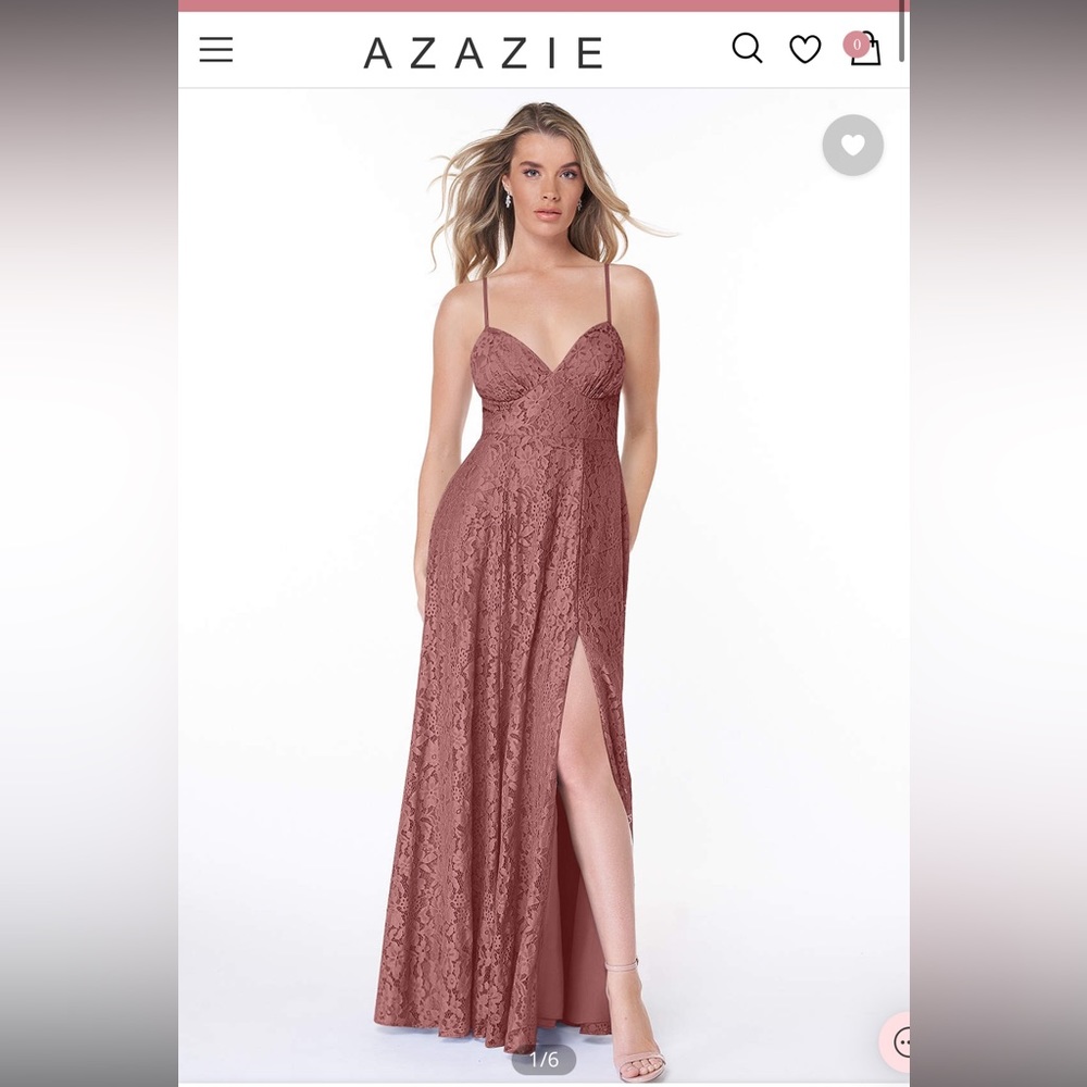 Azazie Bridesmaid Prom Formal floor length dress in Dessert Rose - Size A12